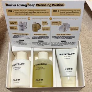 New in Box Demaf All Day Glow Skincare Set - Cream, Olive, White
